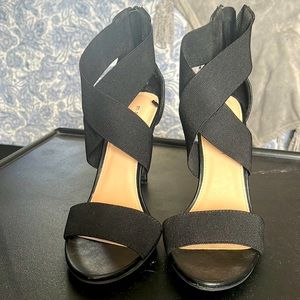 Black wrap around ankle heels